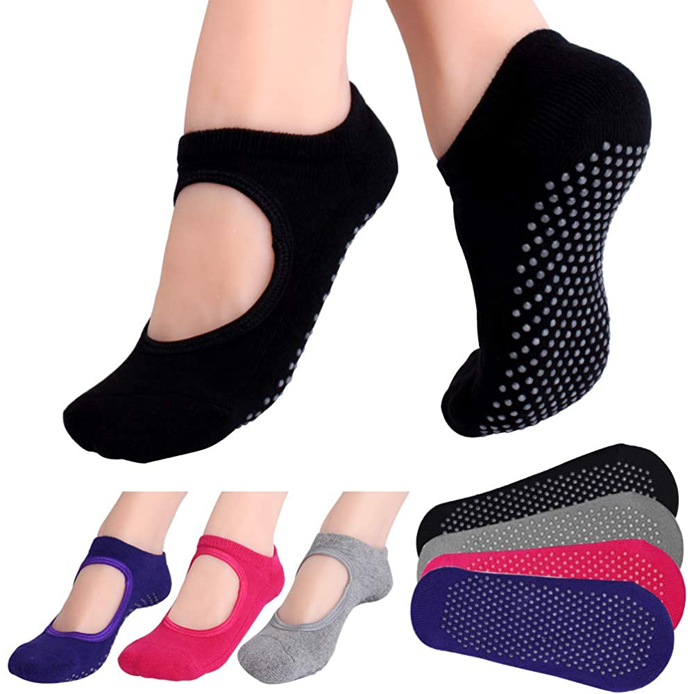 Pilates Yoga And Gym - Calcetines antideslizantes con espalda descubierta para